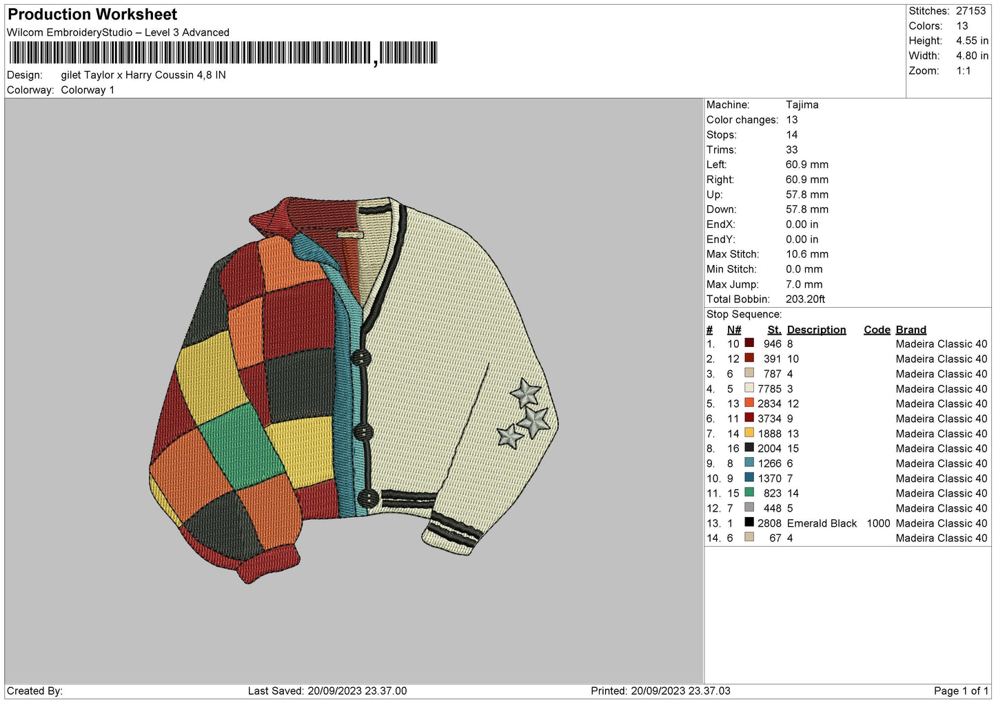 Gilet Harry Embroidery File 6 sizes