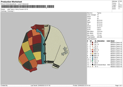 Gilet Harry Embroidery File 6 sizes