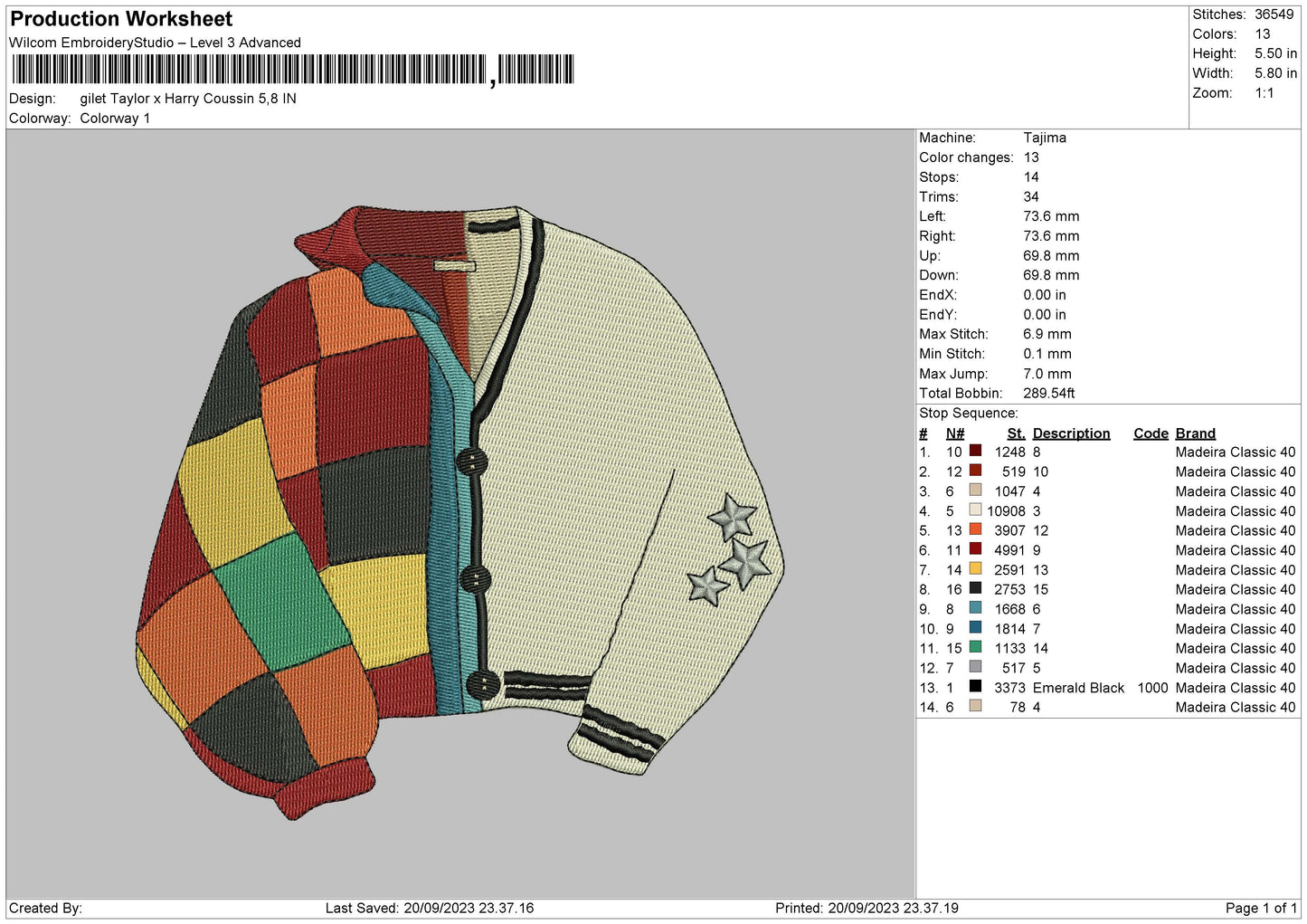 Gilet Harry Embroidery File 6 sizes