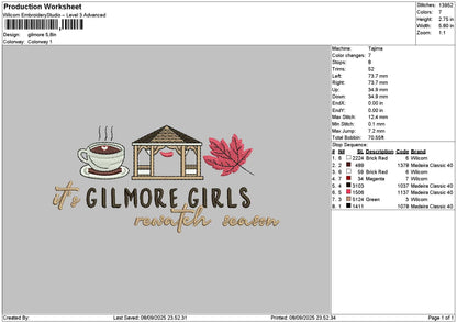 Gilmoretext 0809 Embroidery File 6 sizes