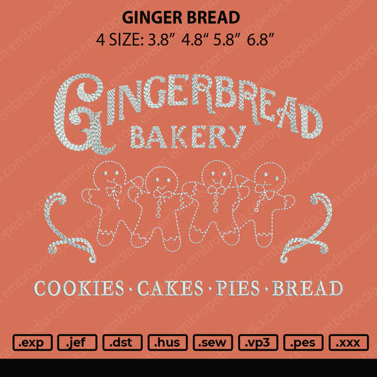 Gingerbread V2 Embroidery File 4 size