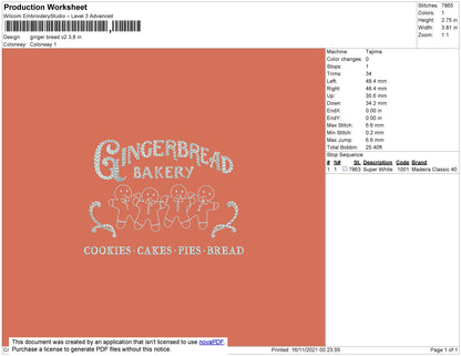 Ginger Bread V2 Embroidery File 4 size