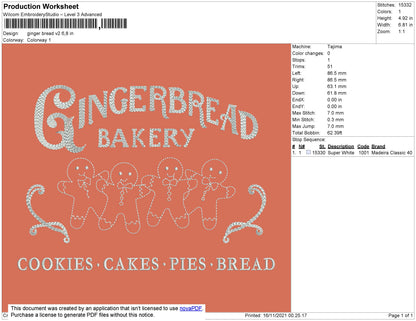 Ginger Bread V2 Embroidery File 4 size