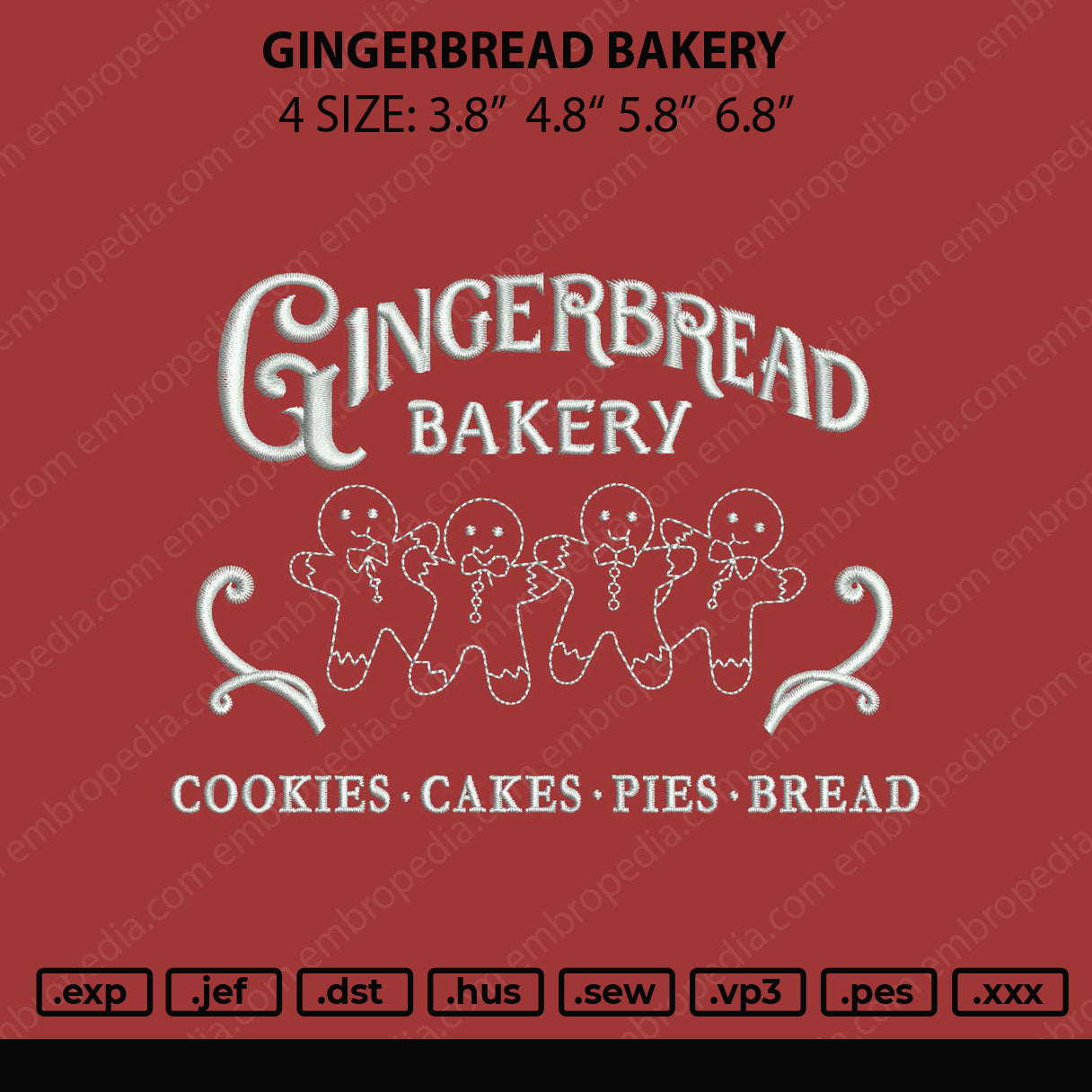Ginger Bread Embroidery File 4 size