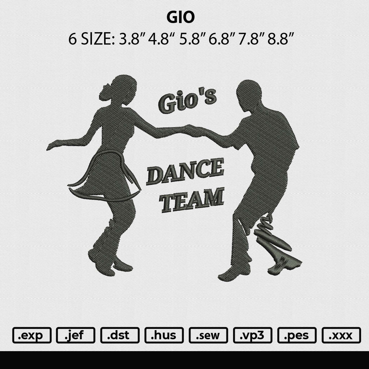 Gio Embroidery File 6 sizes