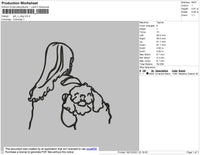 Girl N Dog Embroidery File 4 size