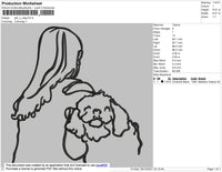 Girl N Dog Embroidery File 4 size
