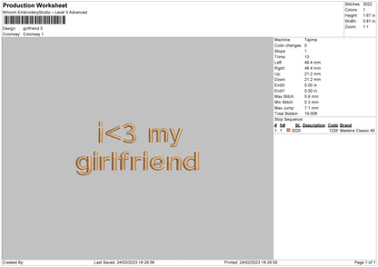 Girlfriend Luv Embroidery File 6 sizes