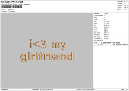 Girlfriend Luv Embroidery File 6 sizes