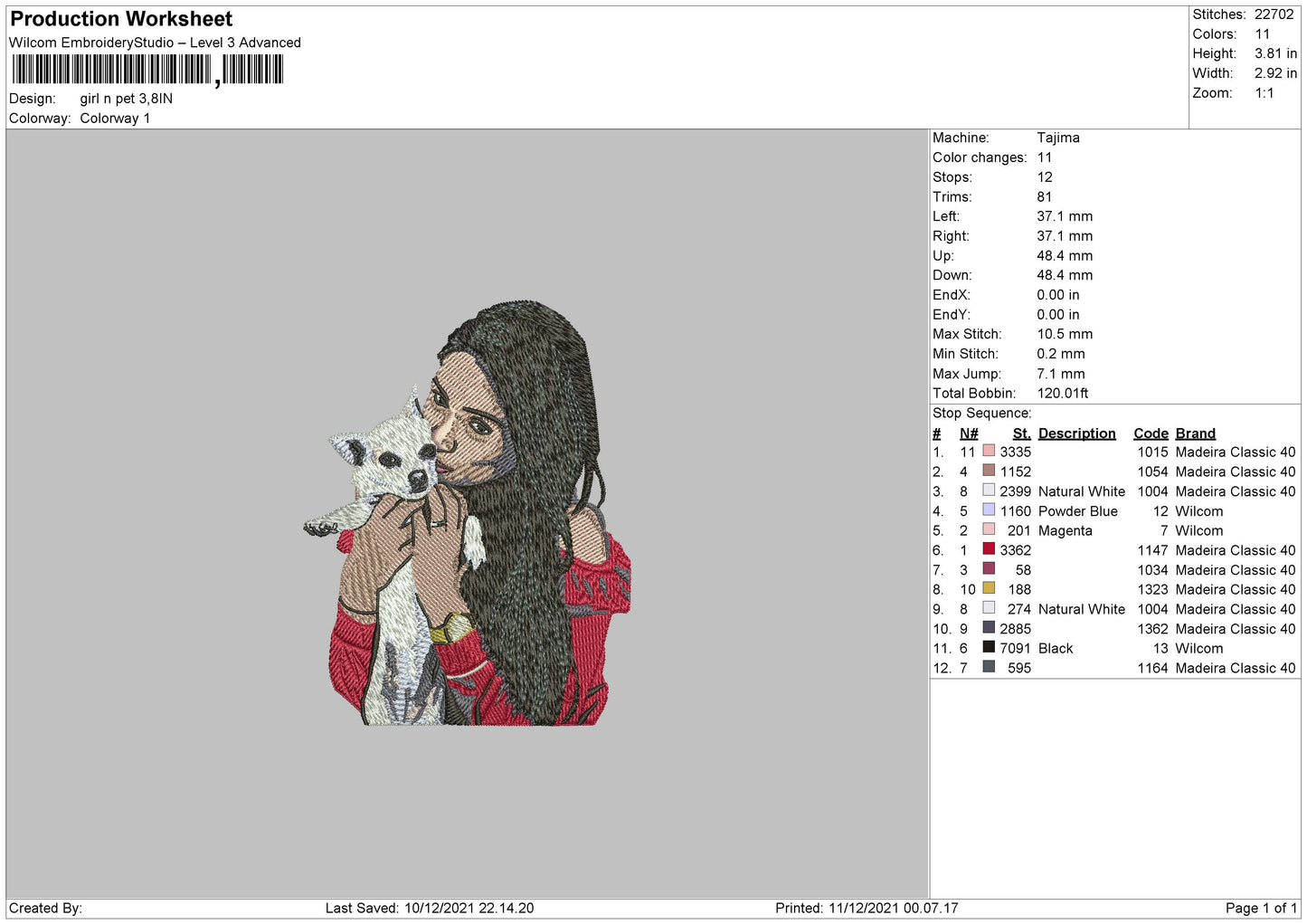 Girl And Pet Embroidery File 4 size