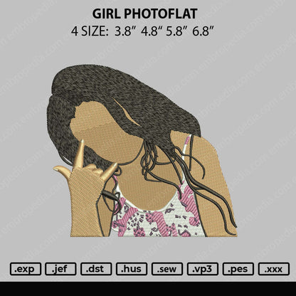 Girl Photoflat Embroidery File 4 size