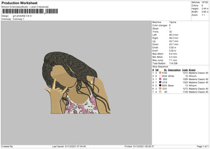 Girl Photoflat Embroidery File 4 size