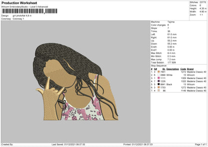 Girl Photoflat Embroidery File 4 size