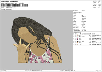 Girl Photoflat Embroidery File 4 size