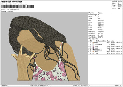 Girl Photoflat Embroidery File 4 size