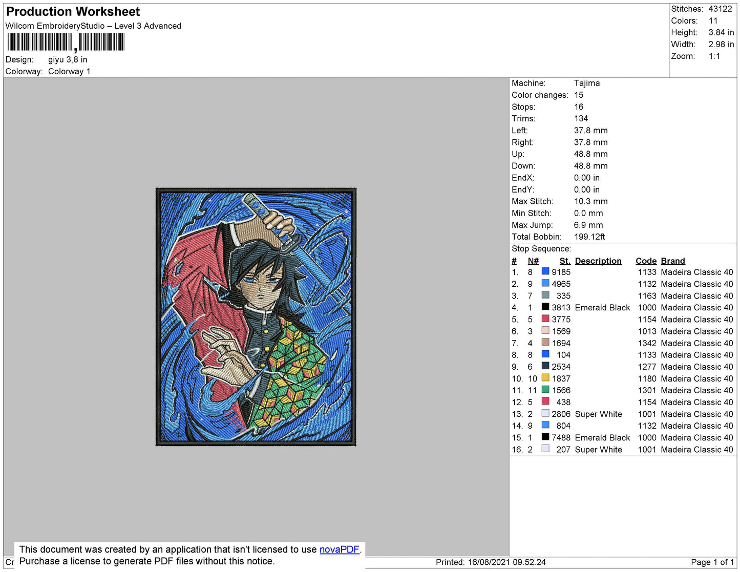 Giyu Embroidery File 4 size