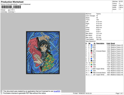 Giyu Embroidery File 4 size