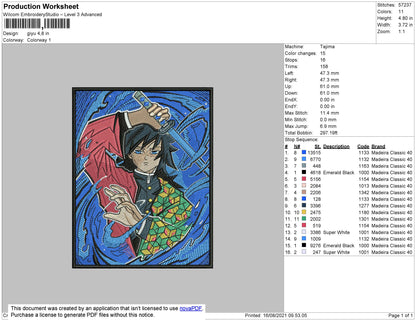 Giyu Embroidery File 4 size