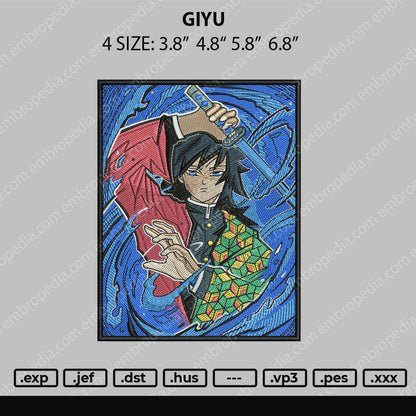 Giyu Embroidery File 4 size