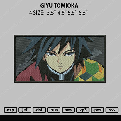 Giyu Tomioka Embroidery File 4 size