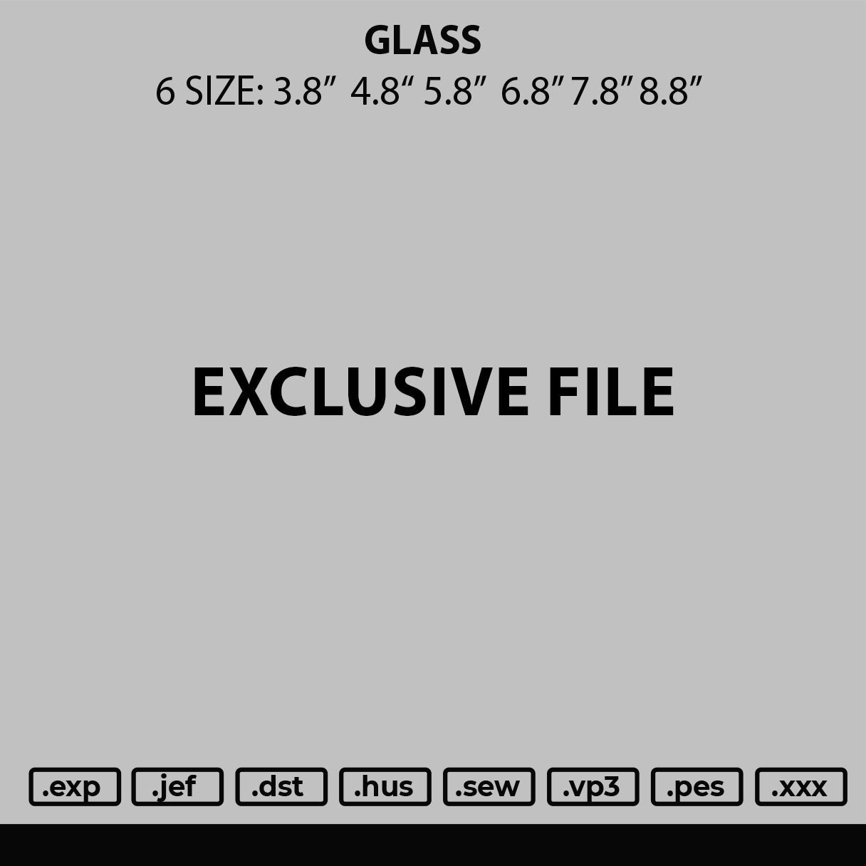 Glass Embroidery File 6 sizes