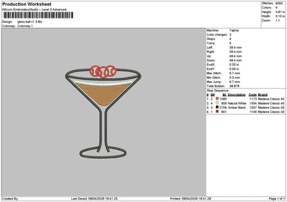 Glass V1a Embroidery File 6 sizes