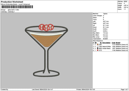Glass V1a Embroidery File 6 sizes