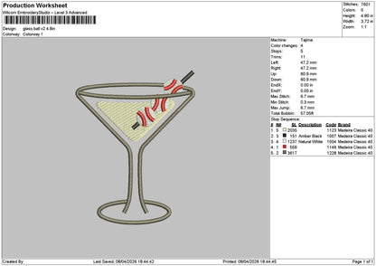 Glass V2a Embroidery File 6 sizes