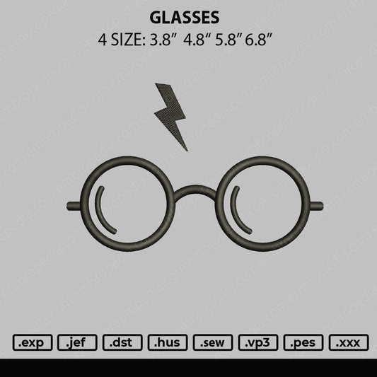 Glasses Embroidery File 4 size