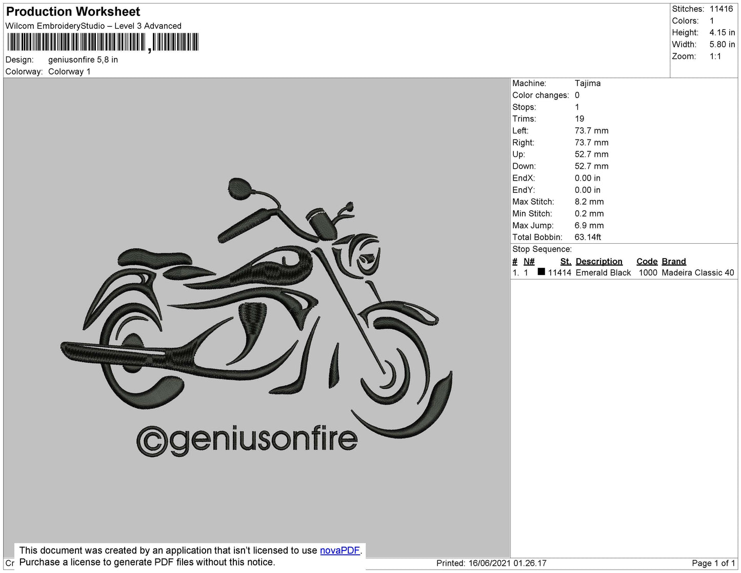 Geniusonfire Embroidery File 4 size