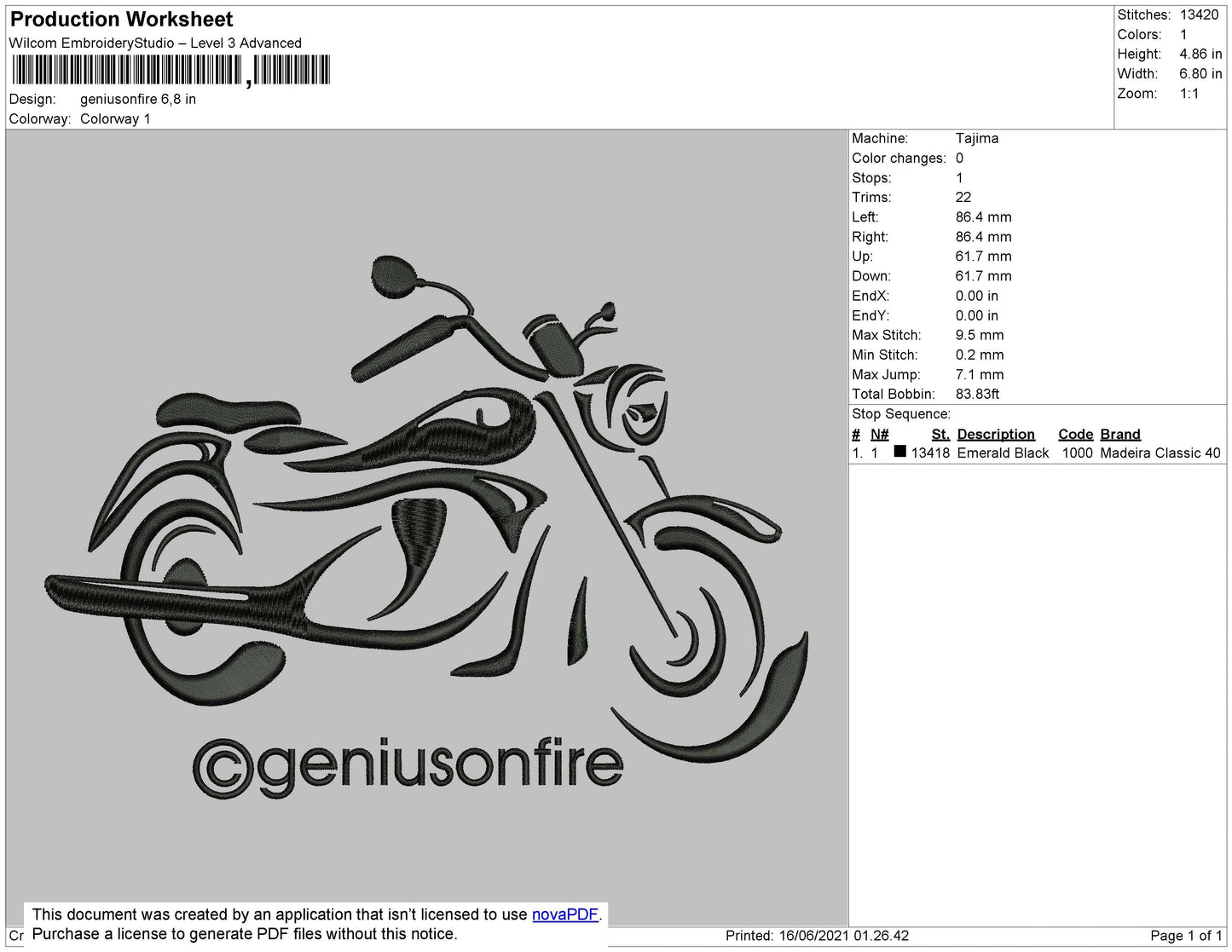 Geniusonfire Embroidery File 4 size