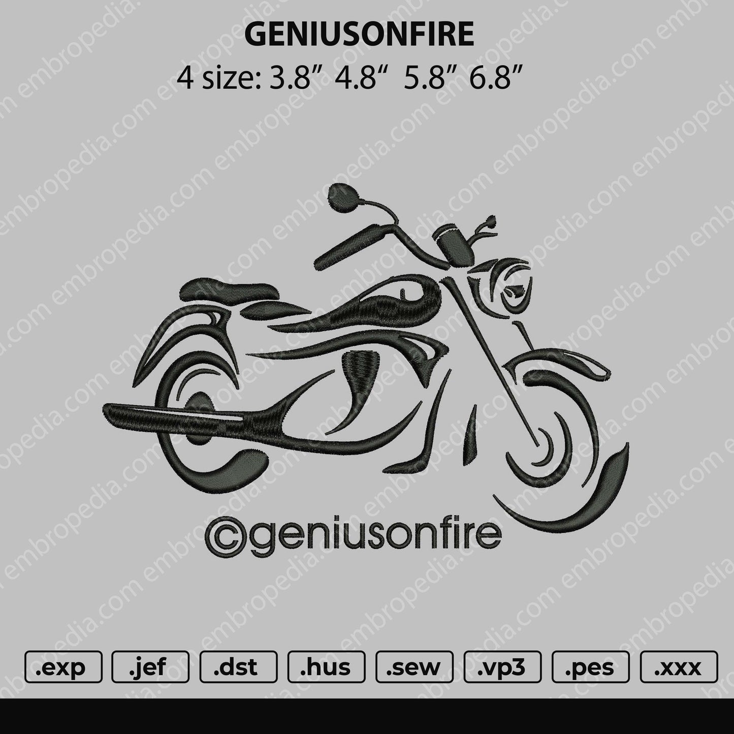 Geniusonfire Embroidery File 4 size