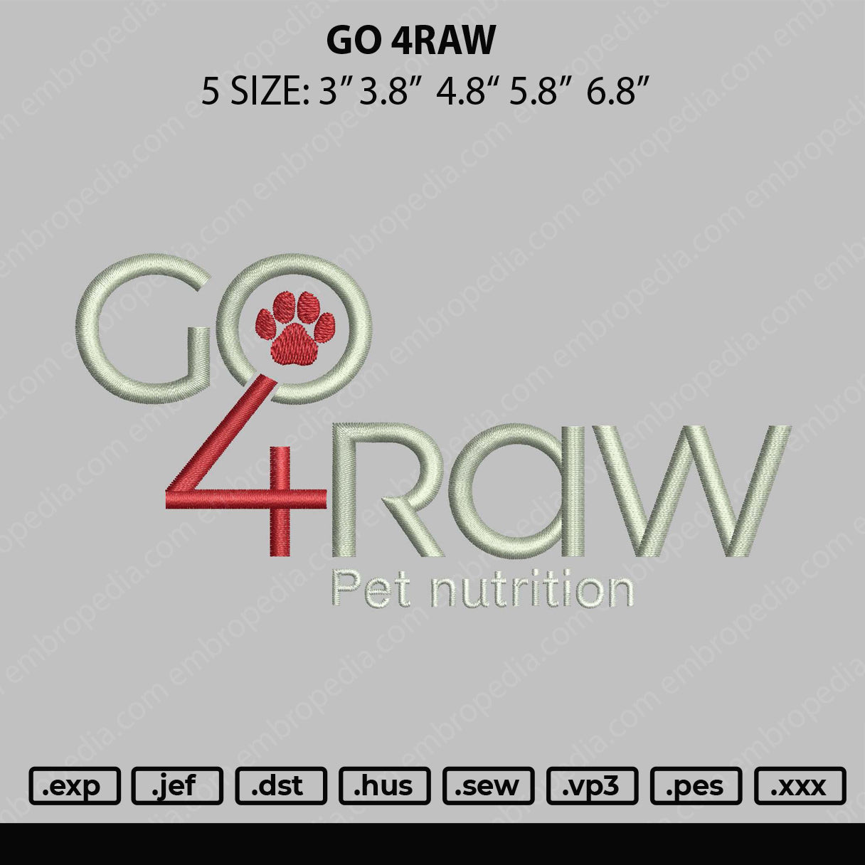 Go 4Raw Embroidery File 4 size