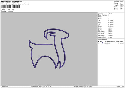 Goat Outline Embroidery File 4 size