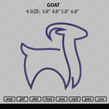 Goat Outline Embroidery File 4 size