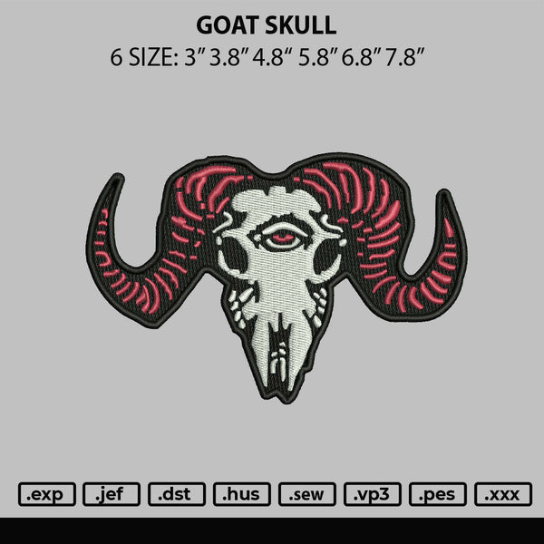 Goat Skull Embroidery File 6 sizes