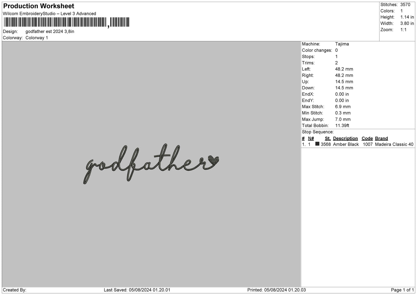 Godfathertext Embroidery File 6 sizes
