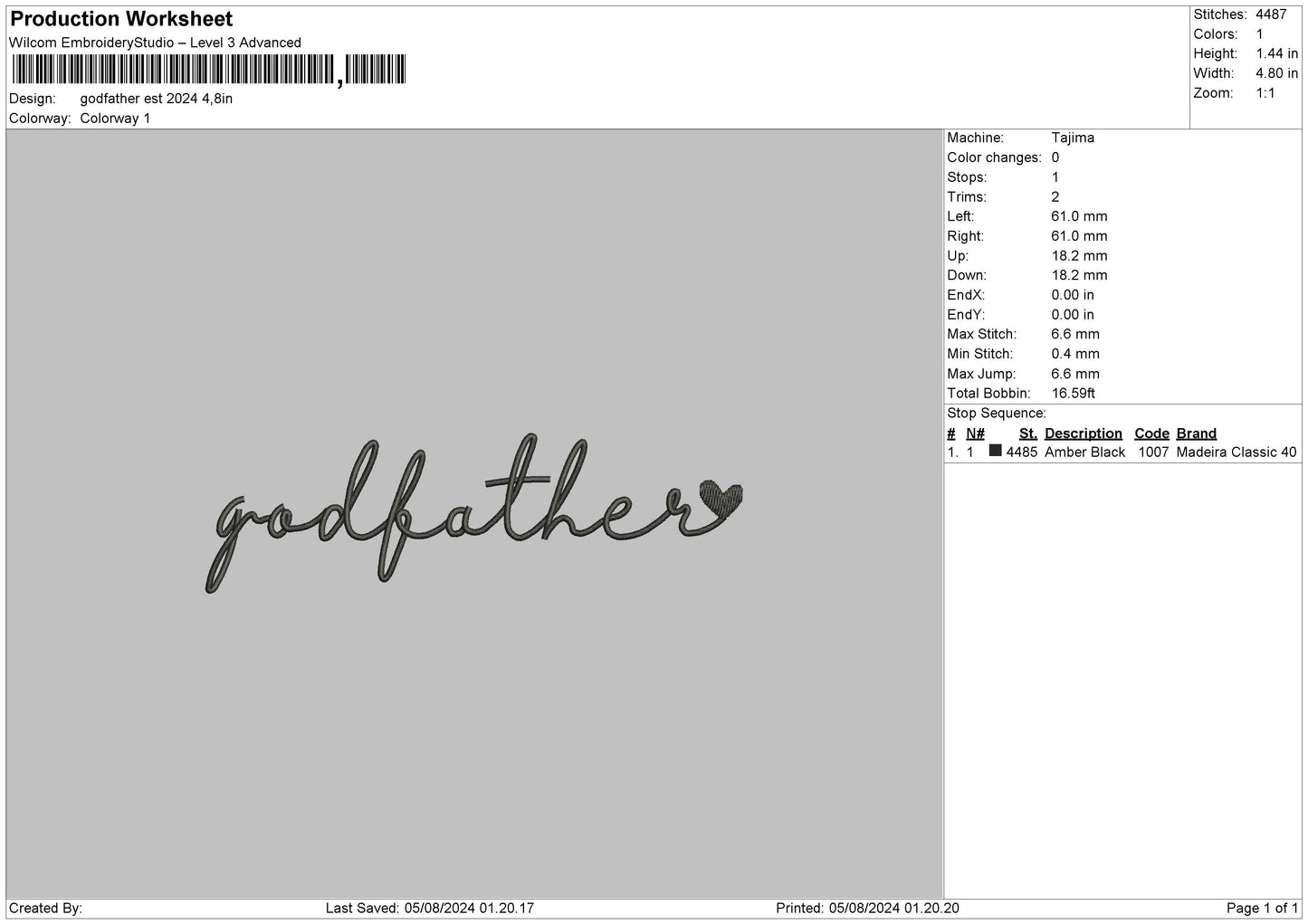 Godfathertext Embroidery File 6 sizes