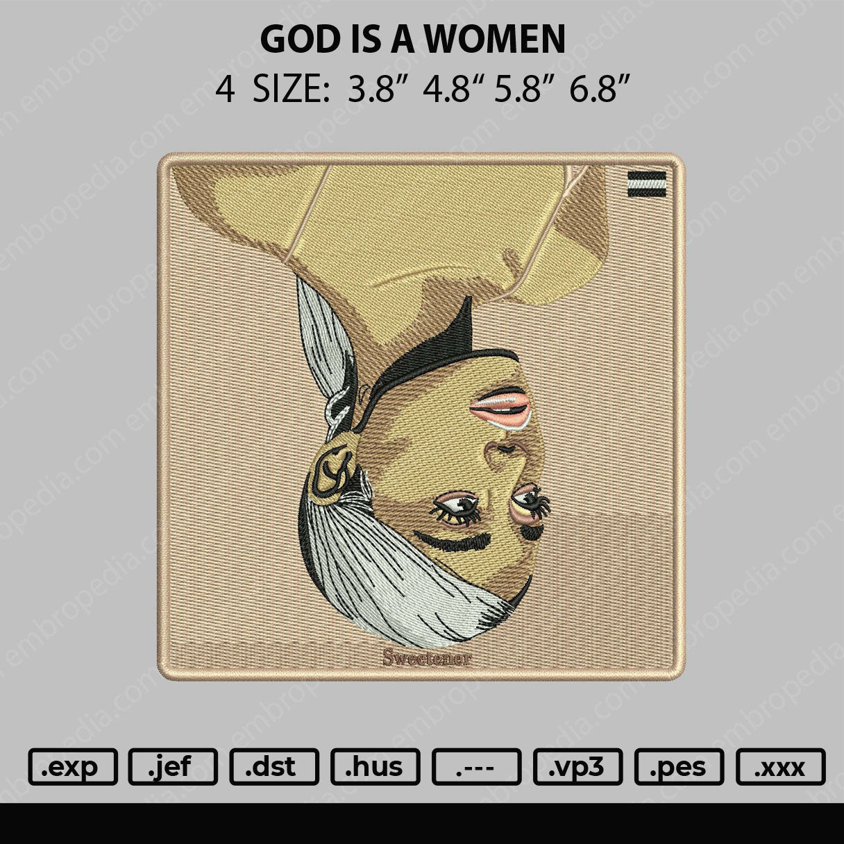 God Is A Women Embroidery File 4 size