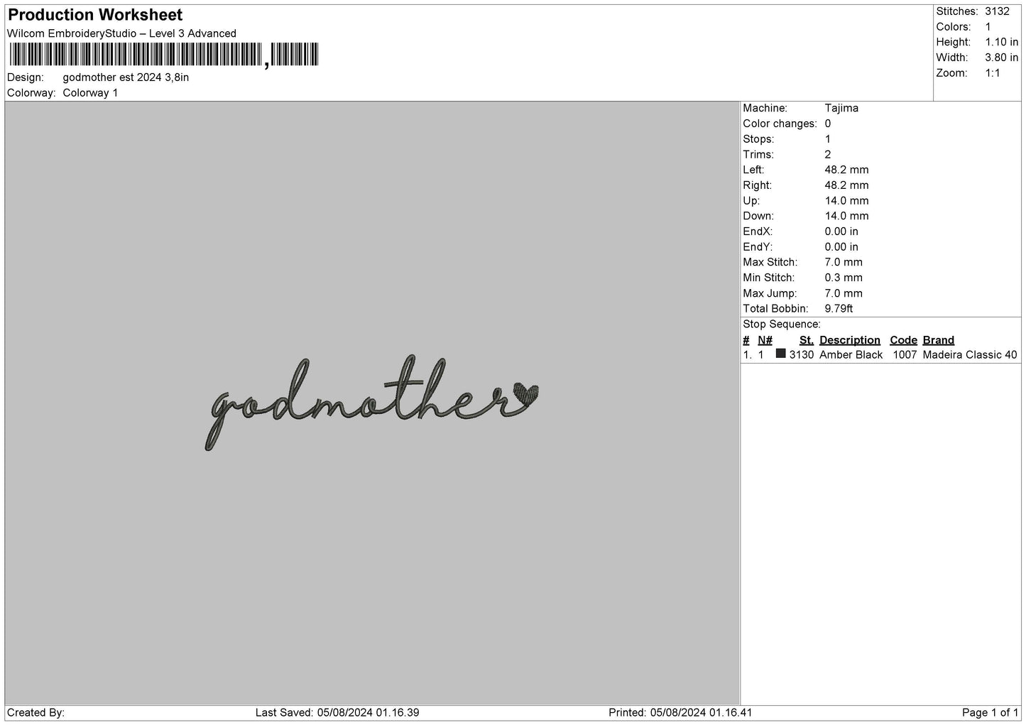 Godmothertext Embroidery File 6 sizes