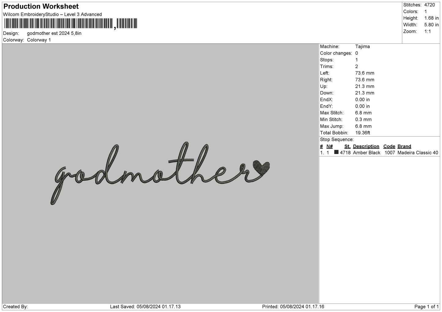 Godmothertext Embroidery File 6 sizes