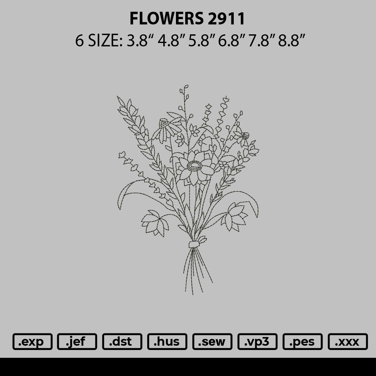 Flowers 2911 Embroidery File 6 sizes
