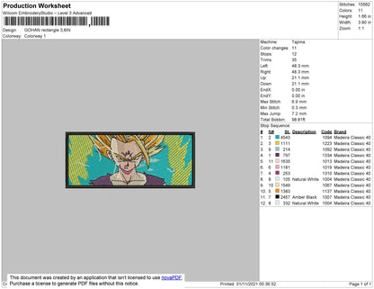 Gohan Rectangle Embroidery File 4 size