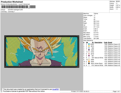Gohan Rectangle Embroidery File 4 size