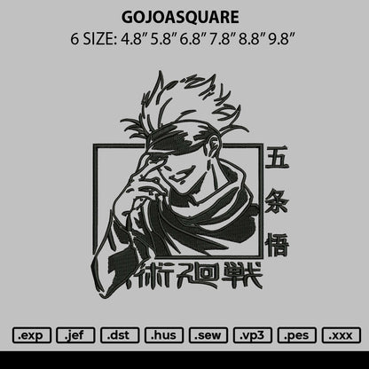 Gojosquare Embroidery File 6 sizes