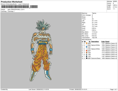 Goku Dragonball EmbroideryFile 5 sizes
