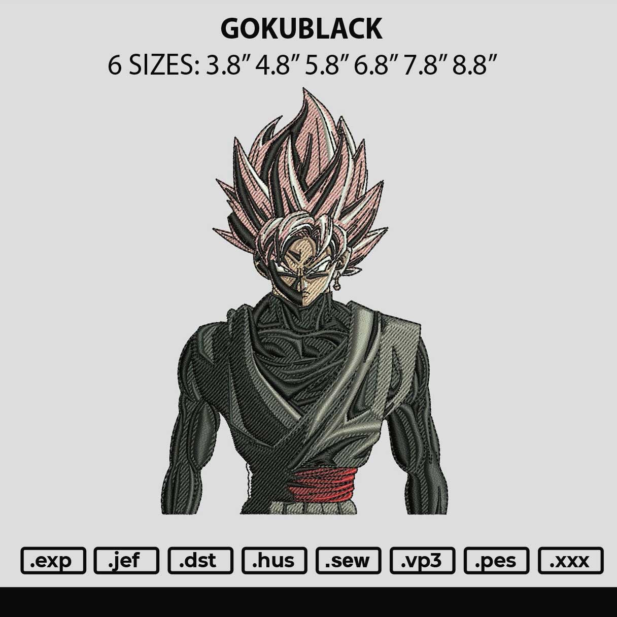 Gokublack Embroidery File 6 sizes