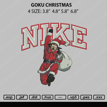 Nike Goku Christmas Embroidery File 4 size