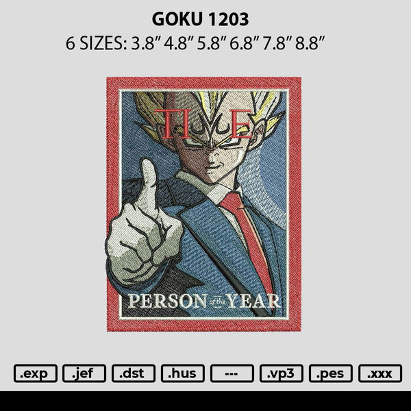 Goku 1203 Embroidery File 6 sizes