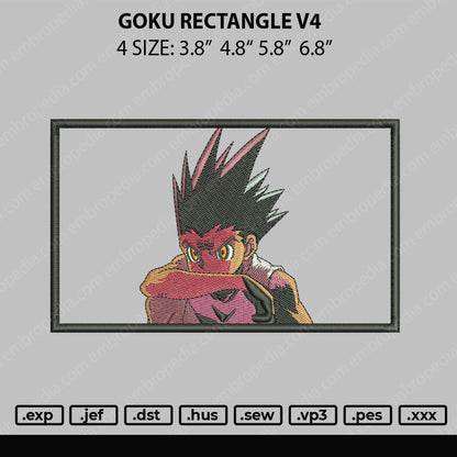 Goku Rectangle Embroidery File 4 size